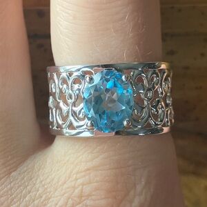 Brazilian Blue Topaz Sterling Silver Ring Size 10